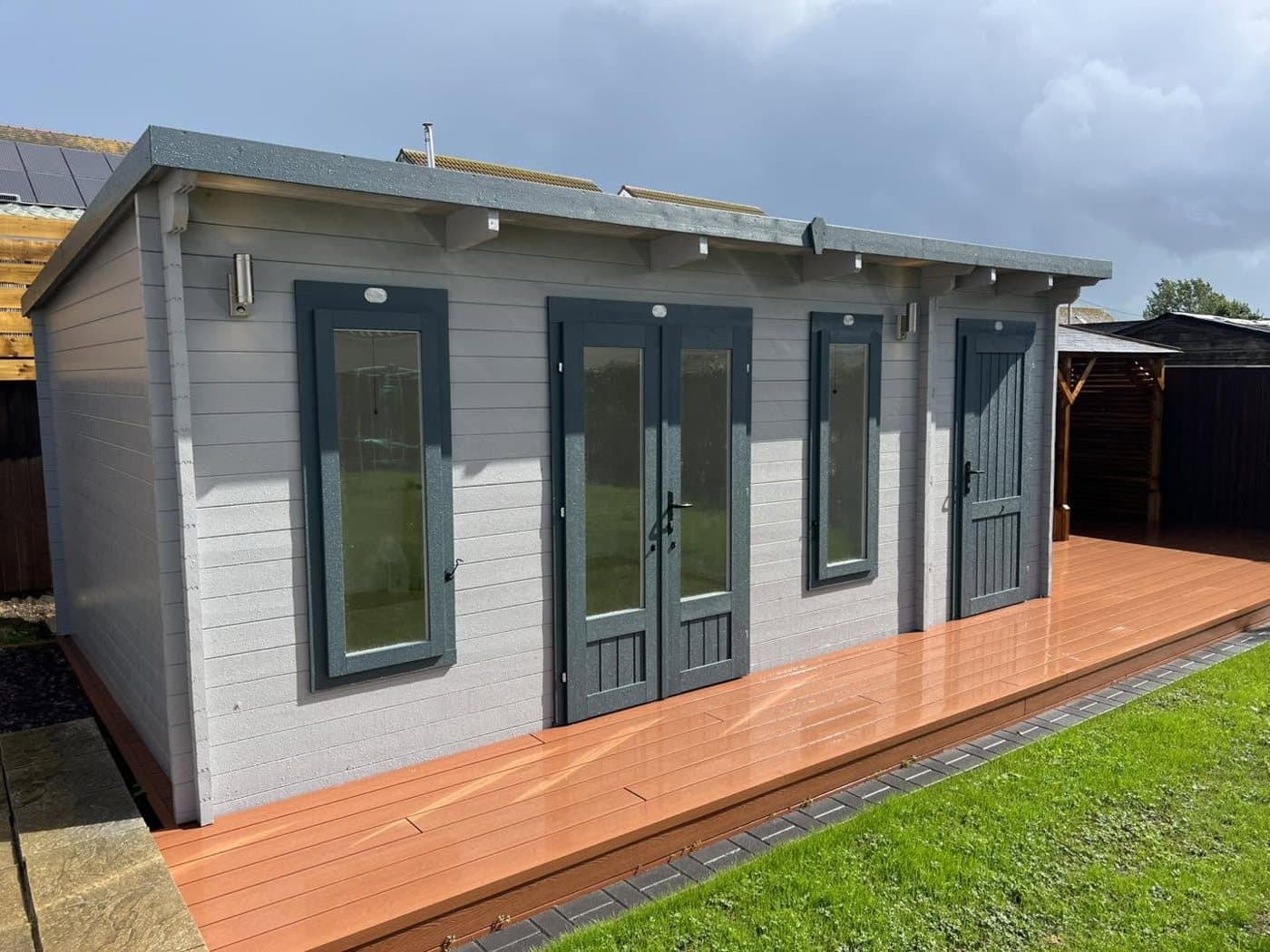 Garden room with full power, lighting and exterior wall lights, finished and ready to use